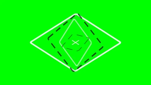Abstract geometric diamond shape with a central letter x on green background Stock Footage 340900323