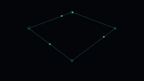 Abstract geometric diamond shape formed by glowing cyan dots and thin lines Stock Footage 338311310