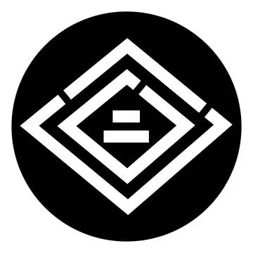 Abstract geometric diamond shape logo on black circle Ilustración de archivo