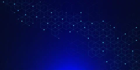 Abstract geometric with digital blocks on dark blue background Stock Illustration