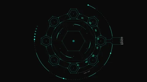 Abstract Geometric Digital Interface with Hexagonal Elements and Futuristic.. 스톡 동영상 341917916