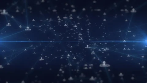 Abstract geometric digital low poly data network flowing 4K motion on copy space Stock Footage 280258514