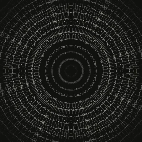 Abstract geometric digital pattern background circle lines black and white Video stock 345690029