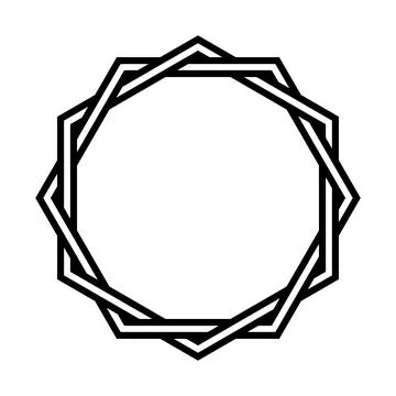 Abstract Geometric Dodecagon Frame Vector Ornament Black White Symmetrical .. Illustrazione stock
