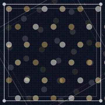Abstract geometric dots pattern with metallic gold and silver circles on da.. Stock Illustration