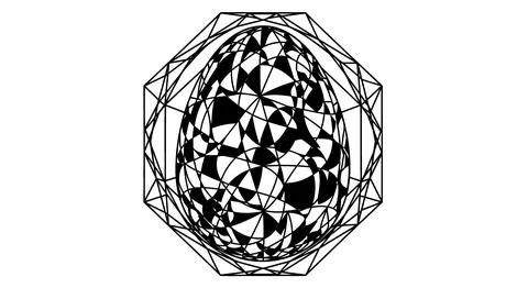 Abstract Geometric Egg Shape with Polygon Frame in Black and White Stock-Illustration