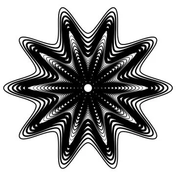 Abstract geometric element with irregular lines. Radial distorted shape イラスト素材