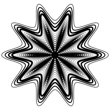 Abstract geometric element with irregular lines. Radial distorted shape 스톡 일러스트