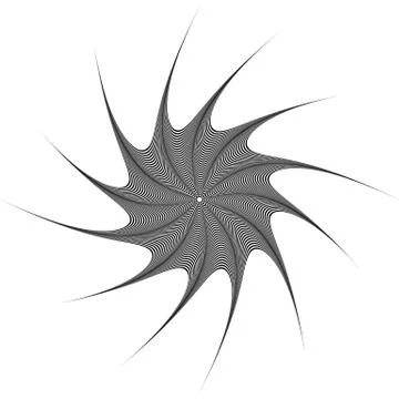 Abstract geometric element. Rotating shape of radial lines with distortion, d Illustrazione stock