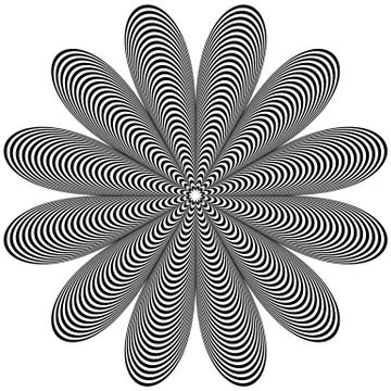 Abstract geometric element. Rotating shape of radial lines with distortion, d Stock Illustration