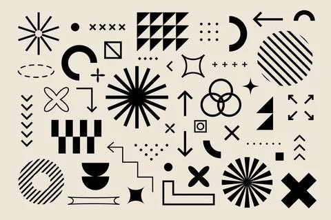 Abstract geometric elements bauhaus swiss style. Brutalism bold geometry shapes 스톡 일러스트