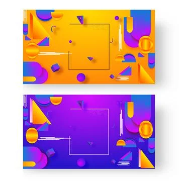 Abstract geometric elements decorated on background in two color option. 스톡 일러스트