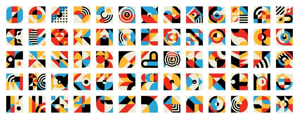 Abstract geometric elements, modern patterns set Stock Illustration