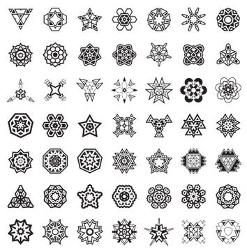 Abstract Geometric Elements, Pattern Ethnic Aztec or Maya Vector Set Stock Illustration