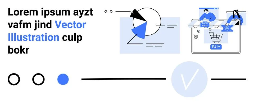 Abstract geometric elements, shopping interface with Buy button, and two team Stock Illustration