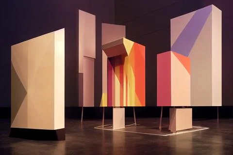 Abstract geometric empty museum stages, exhibit displays for award ceremony. Stock Illustration