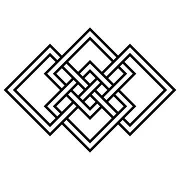 Abstract Geometric Endless Knot Symbol Vector Monoline Symmetrical Sacred O.. Illustrazione stock