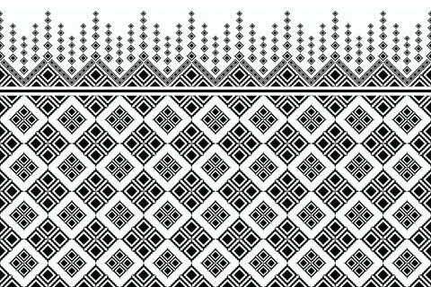 Abstract geometric ethnic patterns. Black&amp;White. Traditional Thai style. Stock Illustration