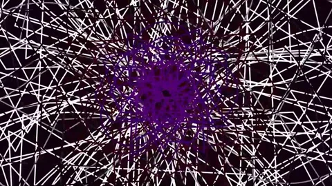 Abstract geometric explosion of white lines on deep purple background Stock Footage 342159024