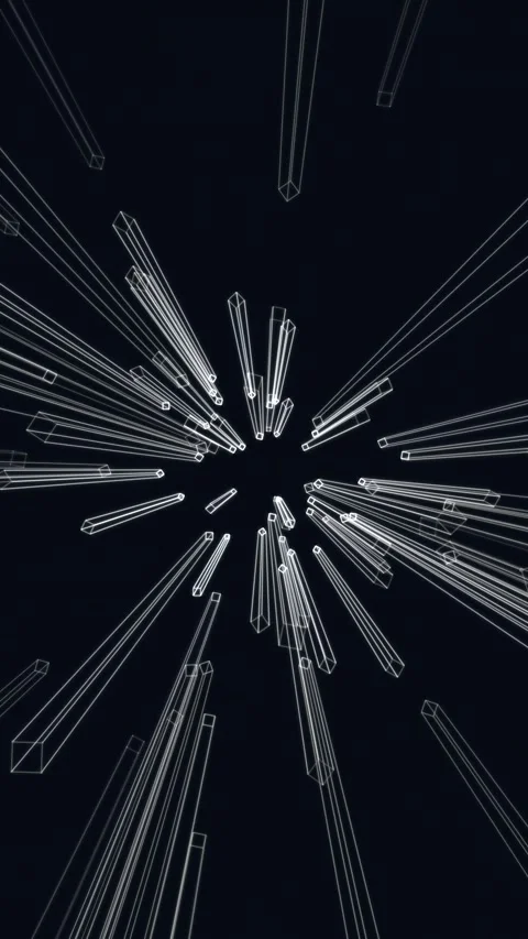 Abstract geometric explosion in wireframe style, motion concept Stock Footage 340332631