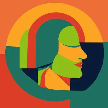 Abstract geometric face minimalism Illustrazione stock