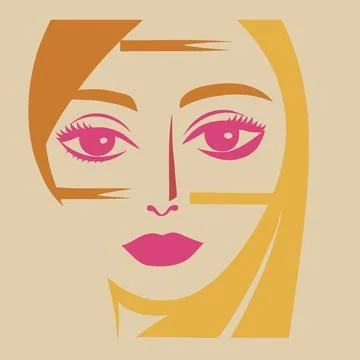 Abstract geometric face minimalism, wall art illustration Illustrazione stock
