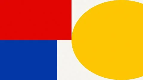 Abstract geometric flag design with red blue white yellow color blocks Stock Illustration