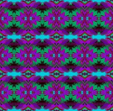 Abstract geometric floral pattern violet pink green blue Stock Illustration