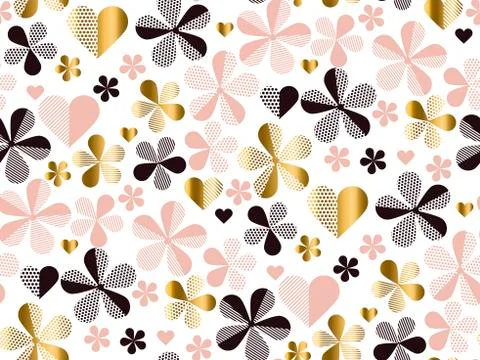 Abstract geometric floral seamless pattern for surface design. Spring blossom Stock Illustration
