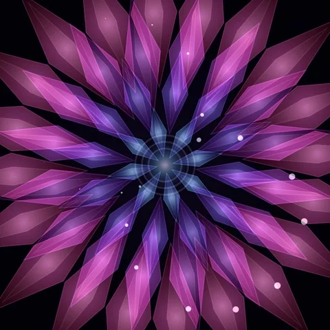 Abstract Geometric Flower Bloom Animation, Kaleidoscopic Pink Purple Blue L.. Stock Footage 346283985