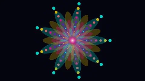 Abstract Geometric Flower Pattern with Colorful Dots Ilustración de archivo