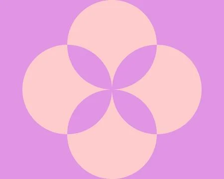 Abstract geometric flower pattern with purple overlapping circles, Minimalist Stock Illustration