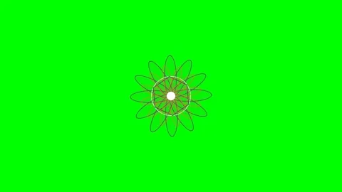 Abstract geometric flower pattern with thin lines on a vibrant green backgrou Stock Footage 340903459