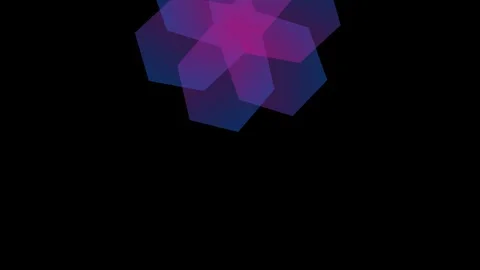 Abstract geometric flower pattern with vibrant purple and blue neon gradients Video stock 335117679