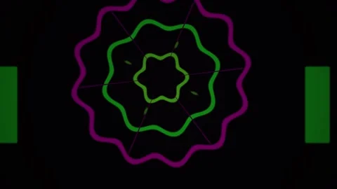 Abstract Geometric Flower Shape Animation with Neon Glow Effect. Stock Footage 334456584