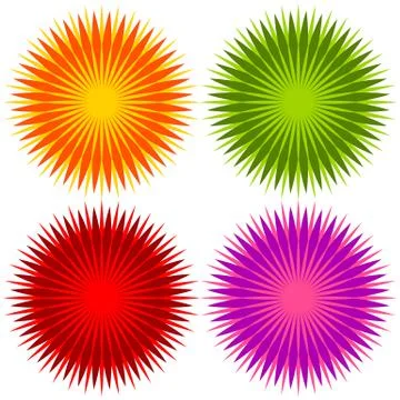 Abstract geometric flower shapes, elements (Set of 4 colors) Stock Illustration