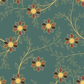Abstract geometric flowers seamless pattern. Floral background. Stock-Illustration