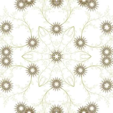 Abstract geometric flowers seamless pattern. Floral background. Stock Illustration