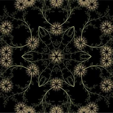 Abstract geometric flowers seamless pattern. Floral background. Stock Illustration