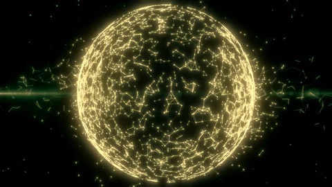 Abstract geometric flying lines and triangles. Colorful digital Sphere. Smooth Stock Footage 128558228
