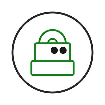 Abstract geometric form inside circle depicts a stylized container or safe .. Stock Illustration