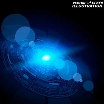 Abstract geometric form of technology of blue color of luminous particles 库存插图