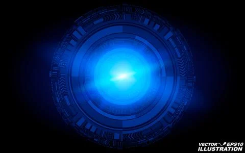 Abstract geometric form of technology of blue color of luminous particles. .. Stock Illustration
