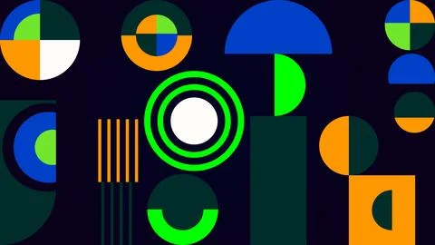 Abstract geometric forms and lines on dark background with digital art, abs.. Stockillustratie