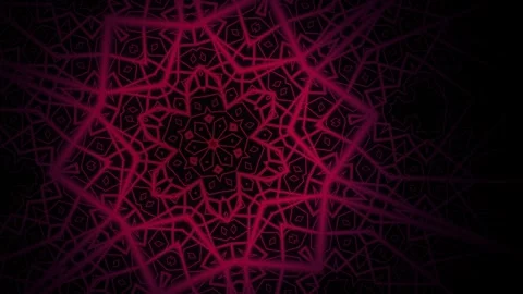 Abstract Geometric Fractal Pattern in Deep Red and Black. Stock Footage 334456786
