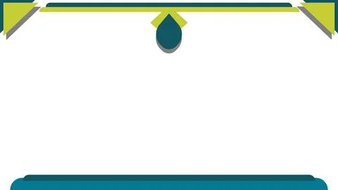Abstract Geometric Frame with Green Yellow and Teal Elements on White Illustrazione stock