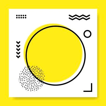 Abstract geometric frame. Memphis square cards, funky stripes and dots shapes 스톡 일러스트