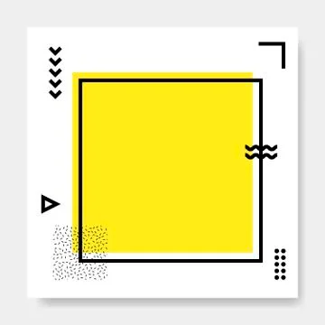 Abstract geometric frame. Memphis square cards, funky stripes and dots shapes 스톡 일러스트