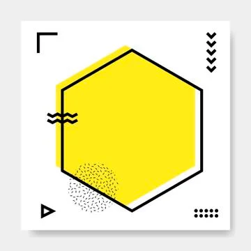Abstract geometric frame. Memphis square cards, funky stripes and dots shapes 스톡 일러스트