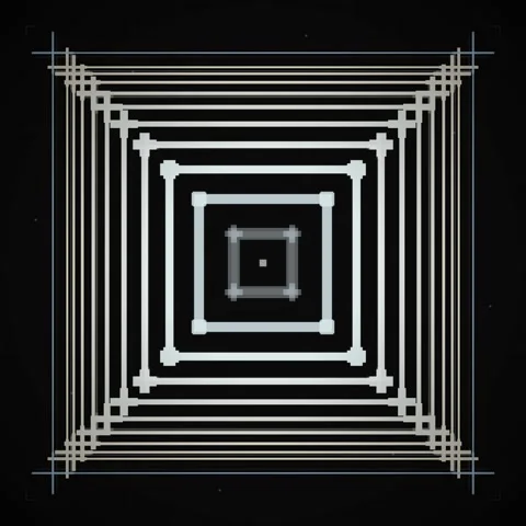 Abstract Geometric Frame with Square Layers and Center Dot on Black Backgroun Stock Footage 346282753